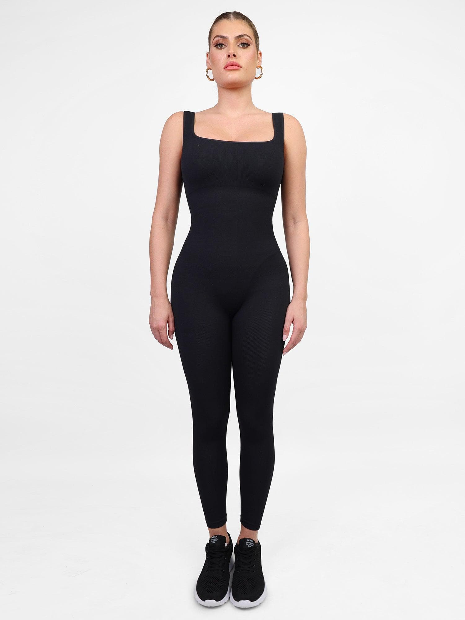 Retro Square Neck Seamless Sport Jumpsuit - Auxieswear