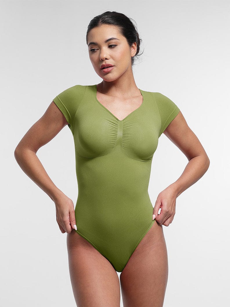 cap sleeves Bust and Waist Control Bodysuit