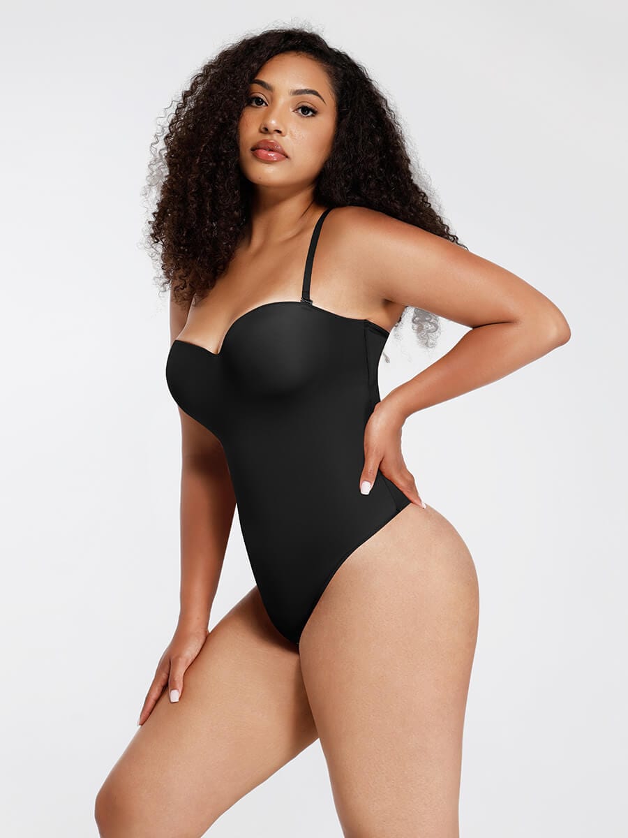 Waist & Abdomen Shaping Bodysuit With Removable Straps - Auxieswear