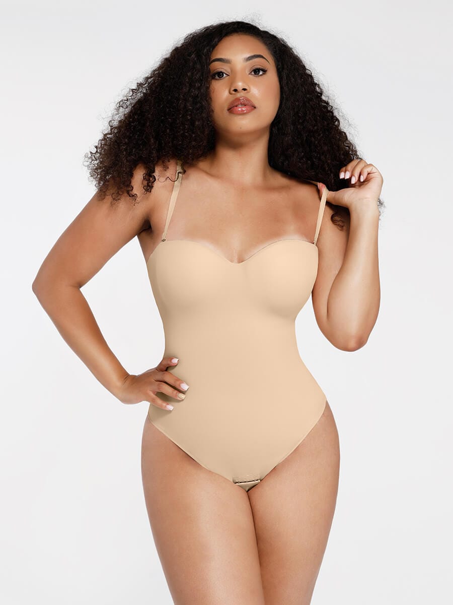 Waist & Abdomen Shaping Bodysuit With Removable Straps - Auxieswear