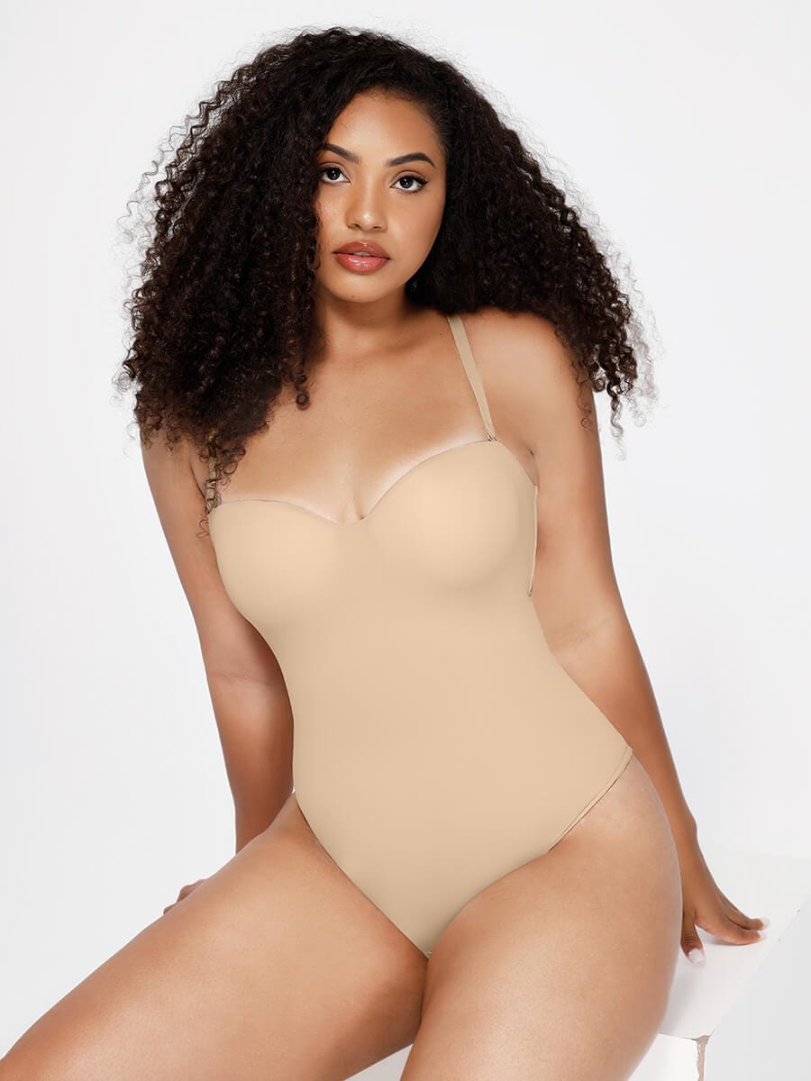 Waist & Abdomen Shaping Bodysuit With Removable Straps - Auxieswear