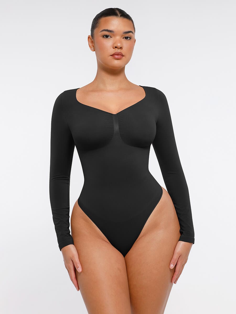Long Sleeve Chest & Tummy Control Bodysuit - Auxieswear