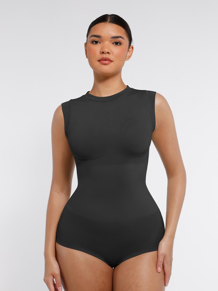 Cap Sleeve Waist & Abdomen Shaping Bodysuit - Auxieswear