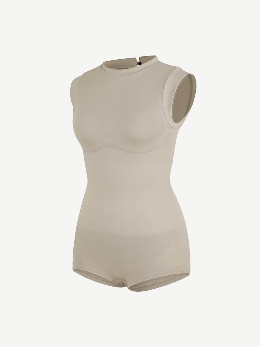 Cap Sleeve Waist & Abdomen Shaping Bodysuit - Auxieswear