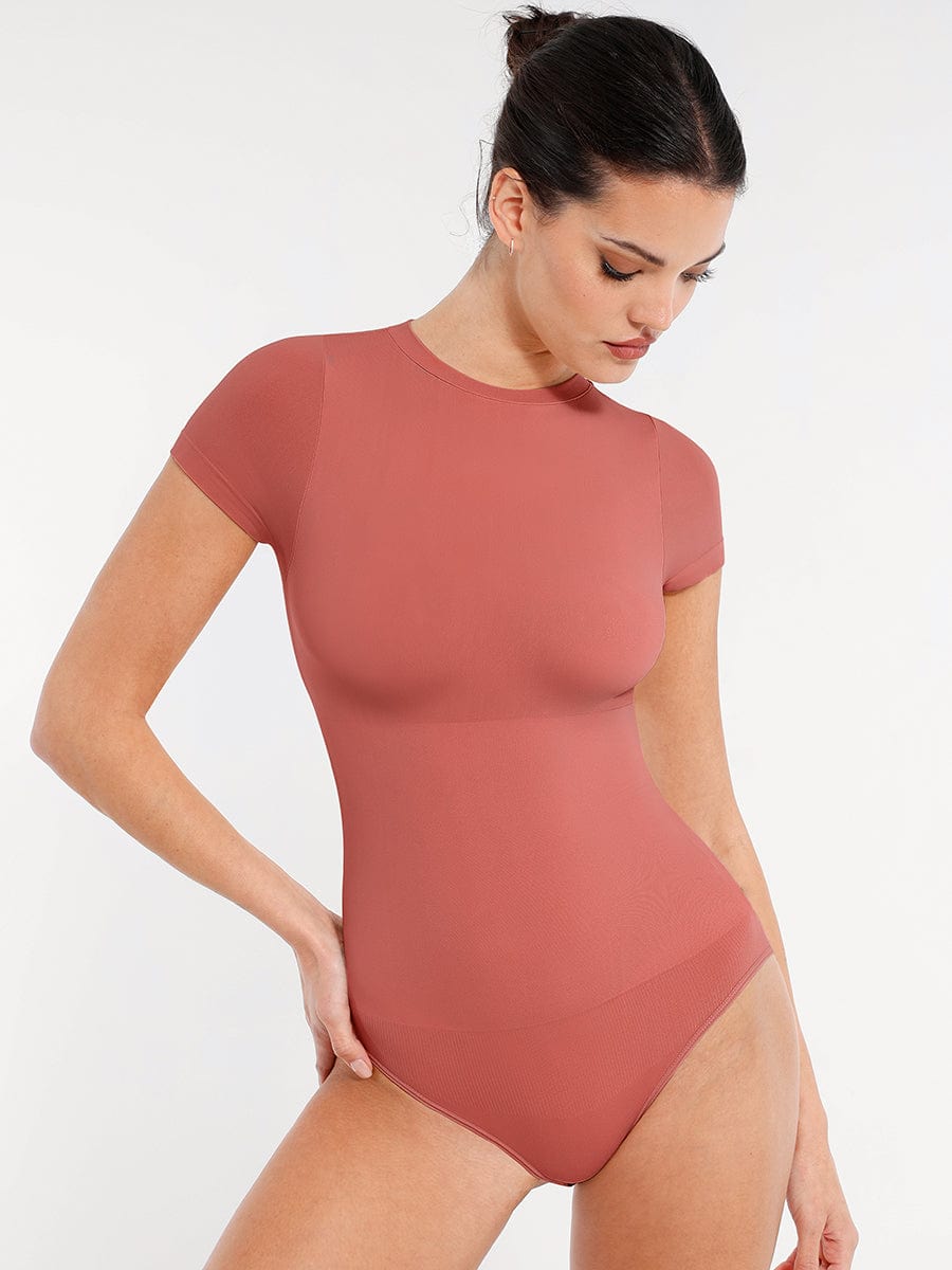 Short Sleeve Waist and abdomen Sculpt Bodysuit - Auxieswear