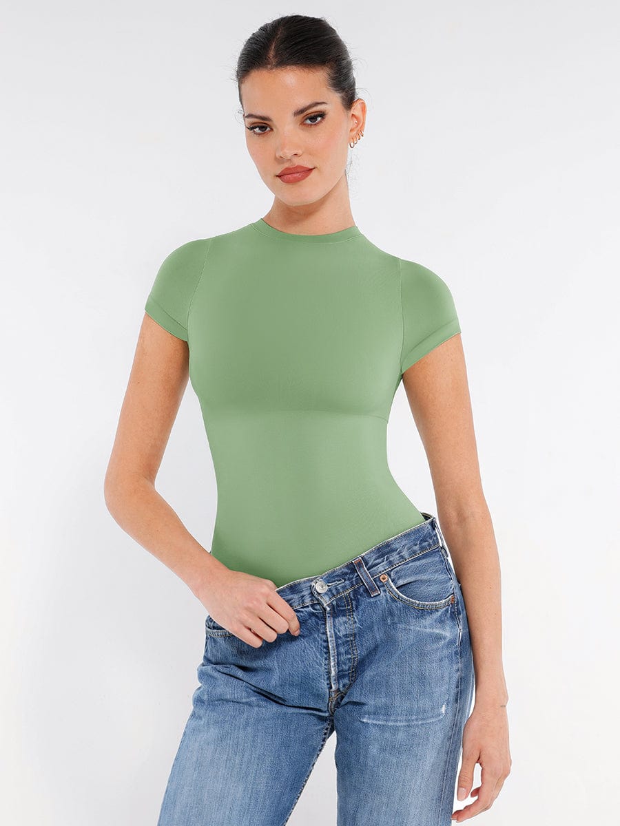 Short Sleeve Waist and abdomen Sculpt Bodysuit - Auxieswear