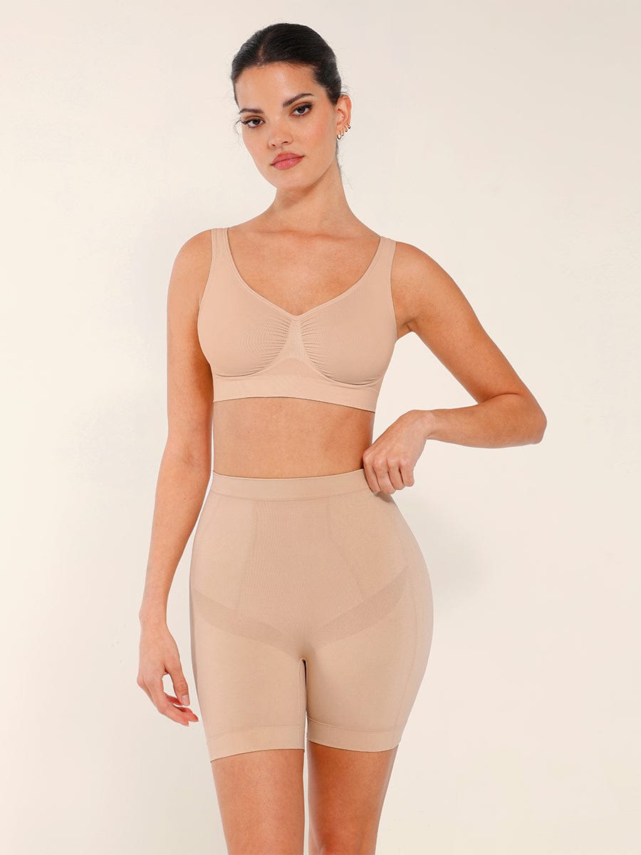Seamless Mid-Waist Tummy Control Thigh Slimmer - Auxieswear