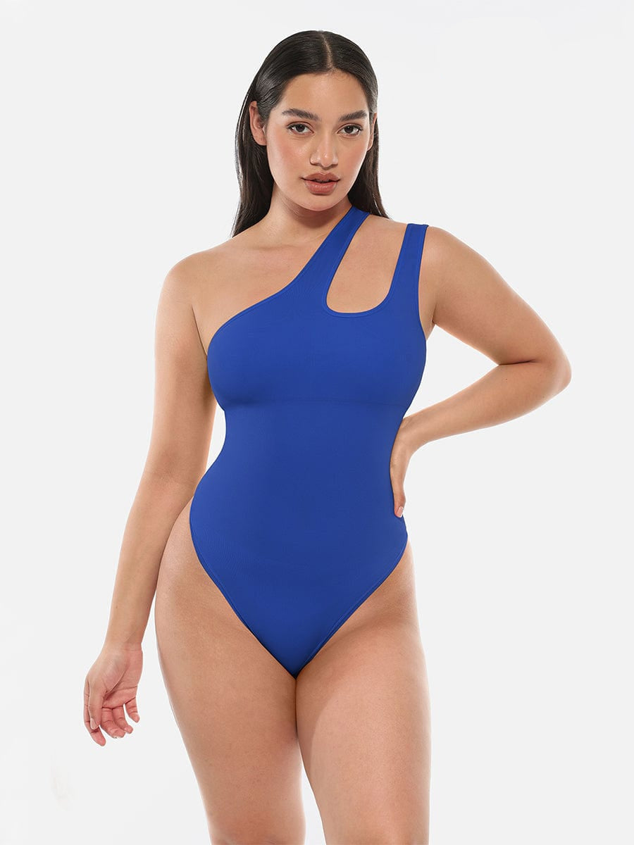 One-shoulder Waist and Abdomen Sculpt Bodysuit - Auxieswear