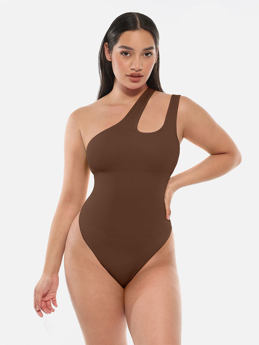 One-shoulder Waist and Abdomen Sculpt Bodysuit - Auxieswear