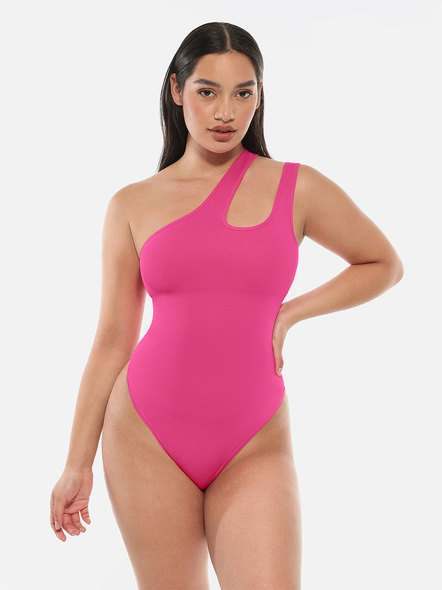 One-shoulder Waist and Abdomen Sculpt Bodysuit - Auxieswear