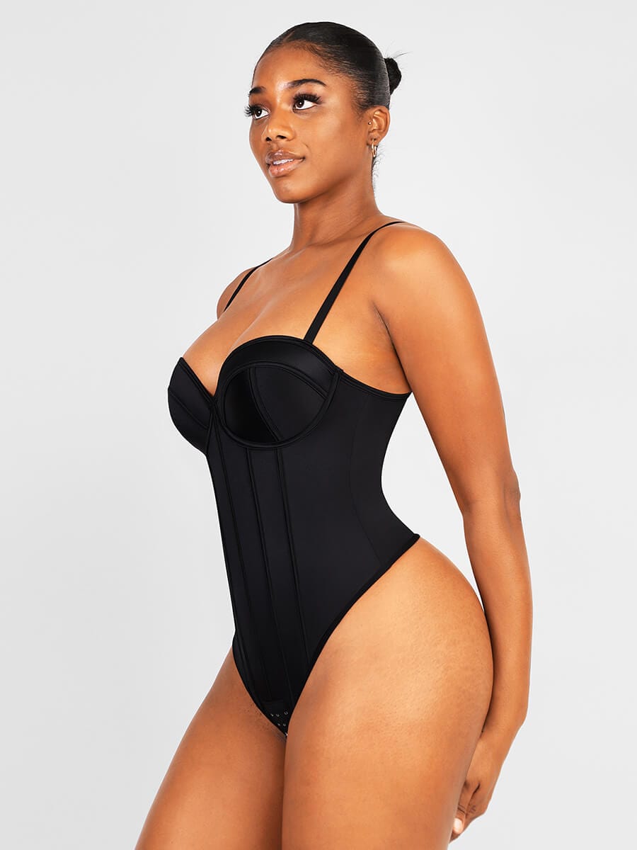 Corset-Style Bodysuit with Underwire Cups - Auxieswear