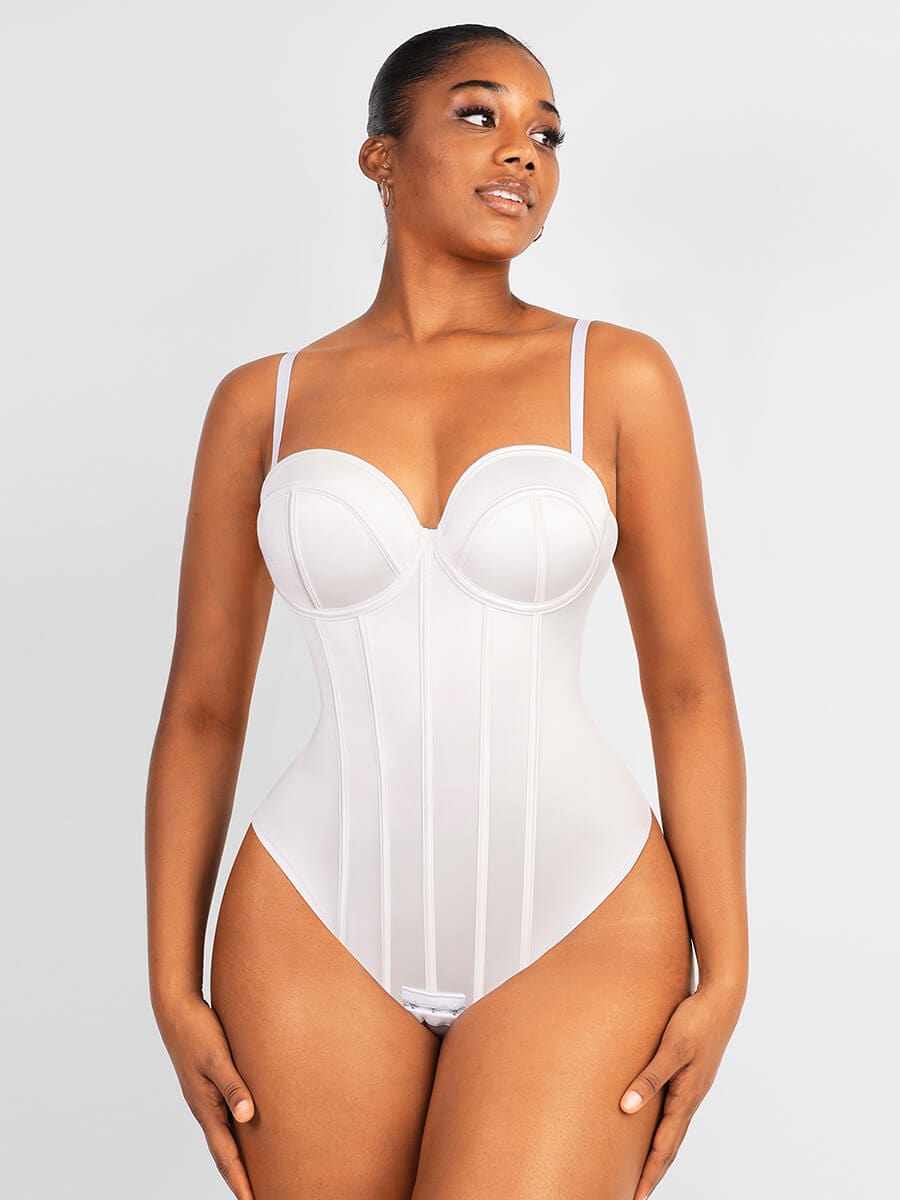 Corset-Style Bodysuit with Underwire Cups - Auxieswear