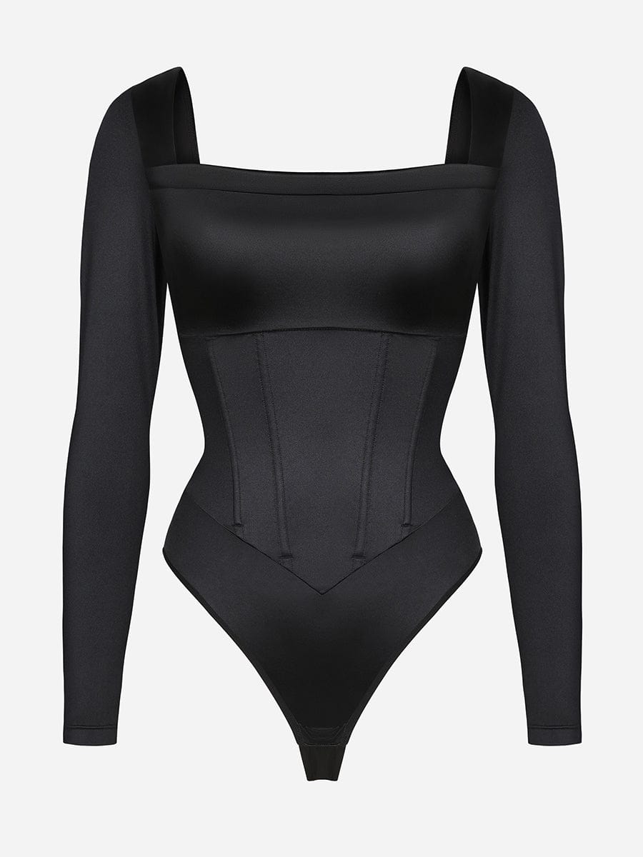 Square Neck Built in corset Sculpting Bodysuit - Auxieswear