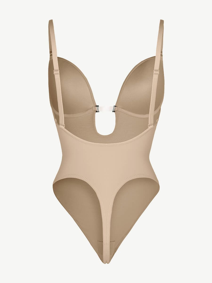 Low-Cut Backless Bodysuit with Snap Crotch - Auxieswear