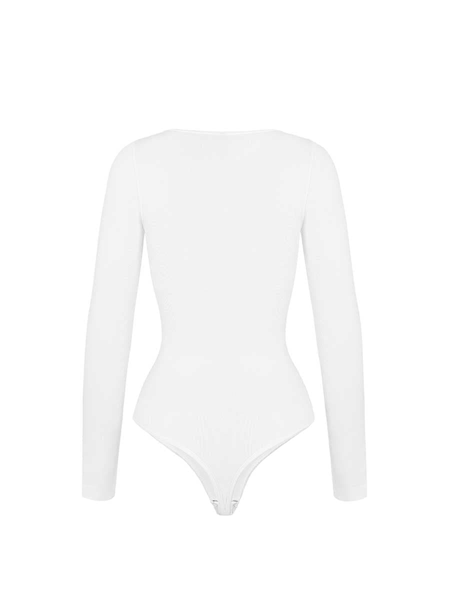 Long Sleeve Scoop Neckline Versatile Bodysuit - Auxieswear