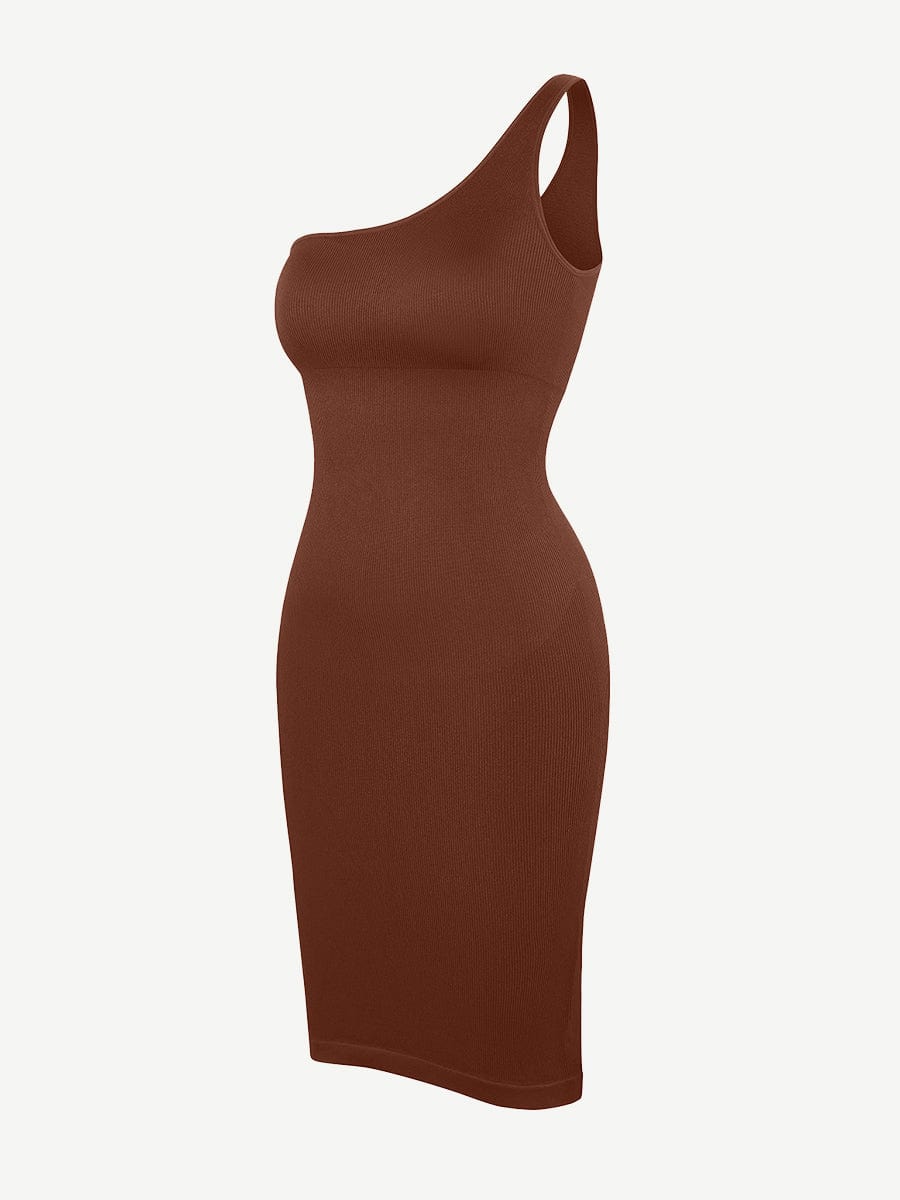 One-Shoulder Design Waist Sculpting Dress - Auxieswear