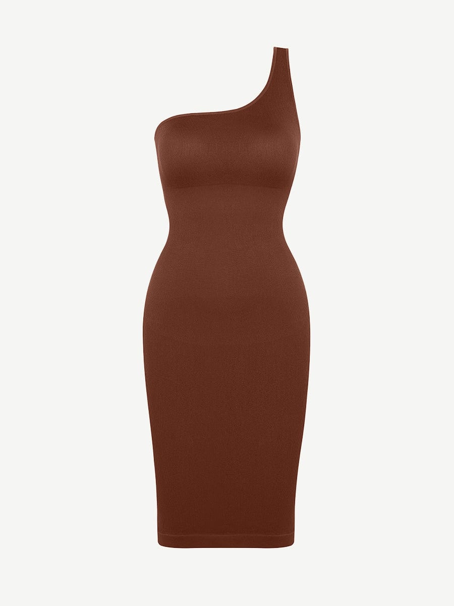 One-Shoulder Design Waist Sculpting Dress - Auxieswear