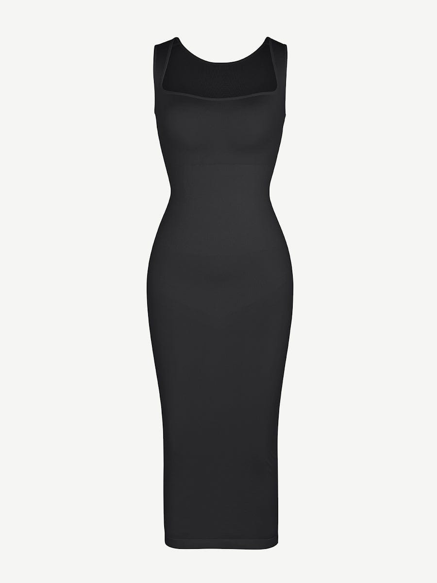 Waist Control Long Shaping Dress With Spaghetti Straps - Auxieswear
