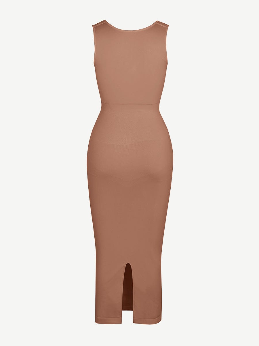 Waist Control Long Shaping Dress With Spaghetti Straps - Auxieswear