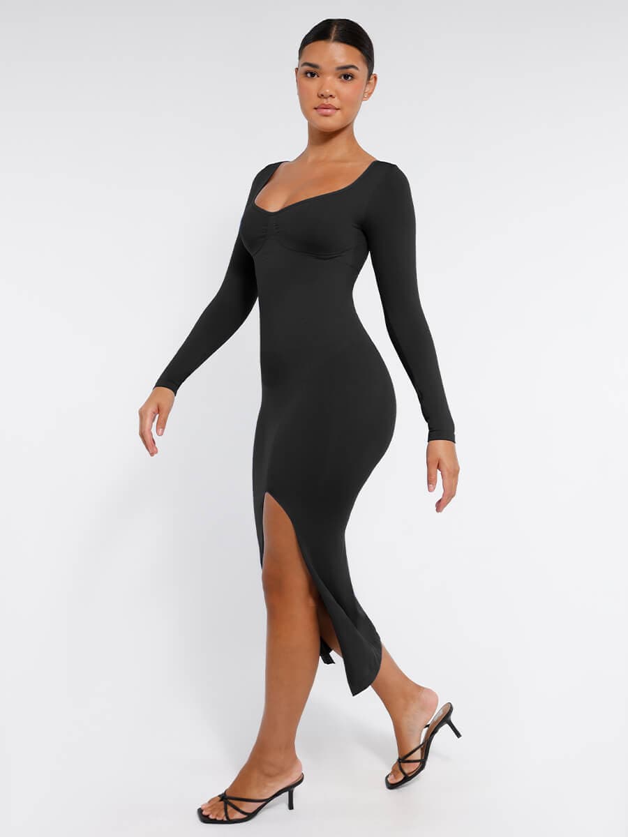 High Side Slit Bust & Tummy Shaping Dress - Auxieswear