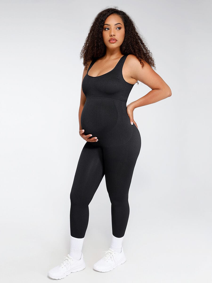 Back Lifting Abdominal Support Maternity Jumpsuit - Auxieswear
