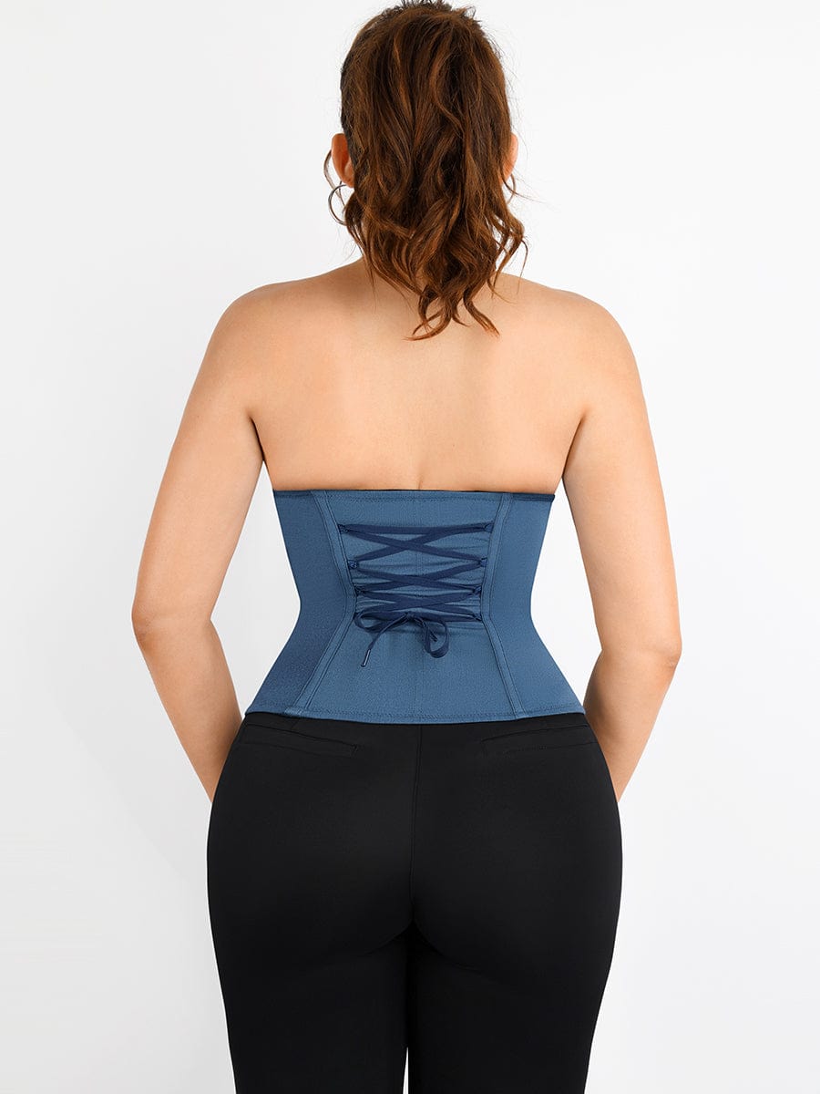 Denim-Style Waist Chincher with Adjustable Back Drawstring - Auxieswear