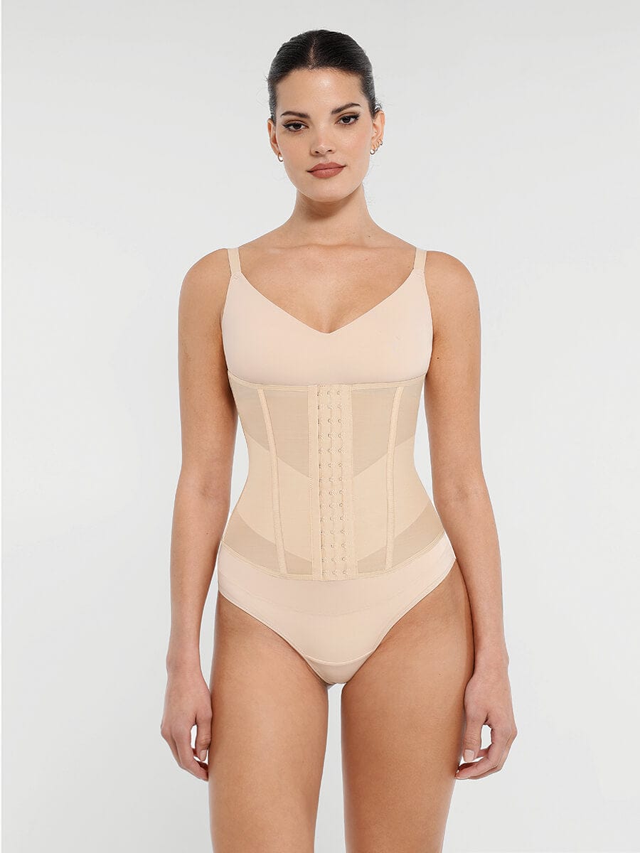 Breathable Mesh Waist Cincher with 7 Steel Bones - Auxieswear