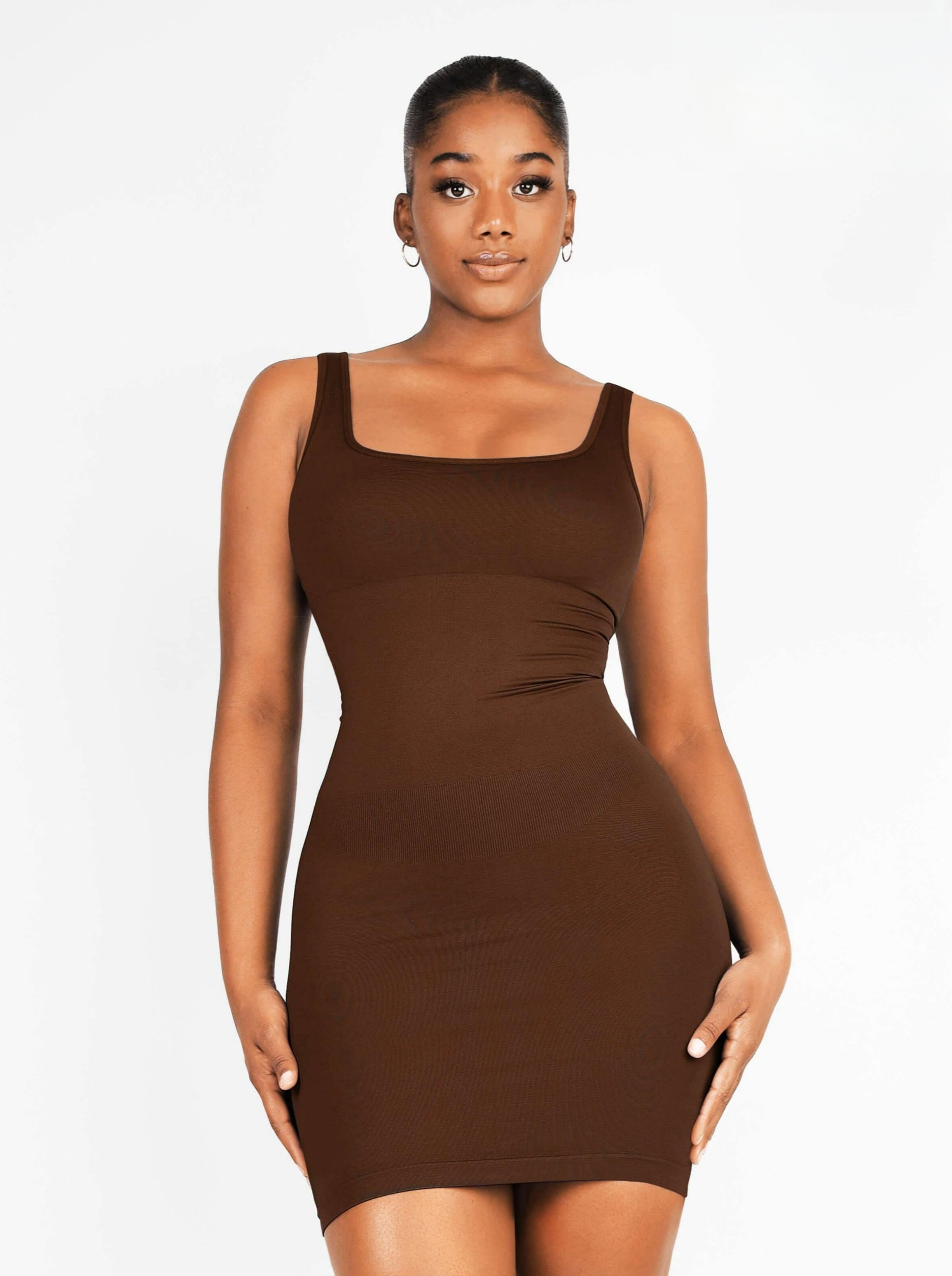 Square Neck Snatched Body Shaping Dress - Auxieswear