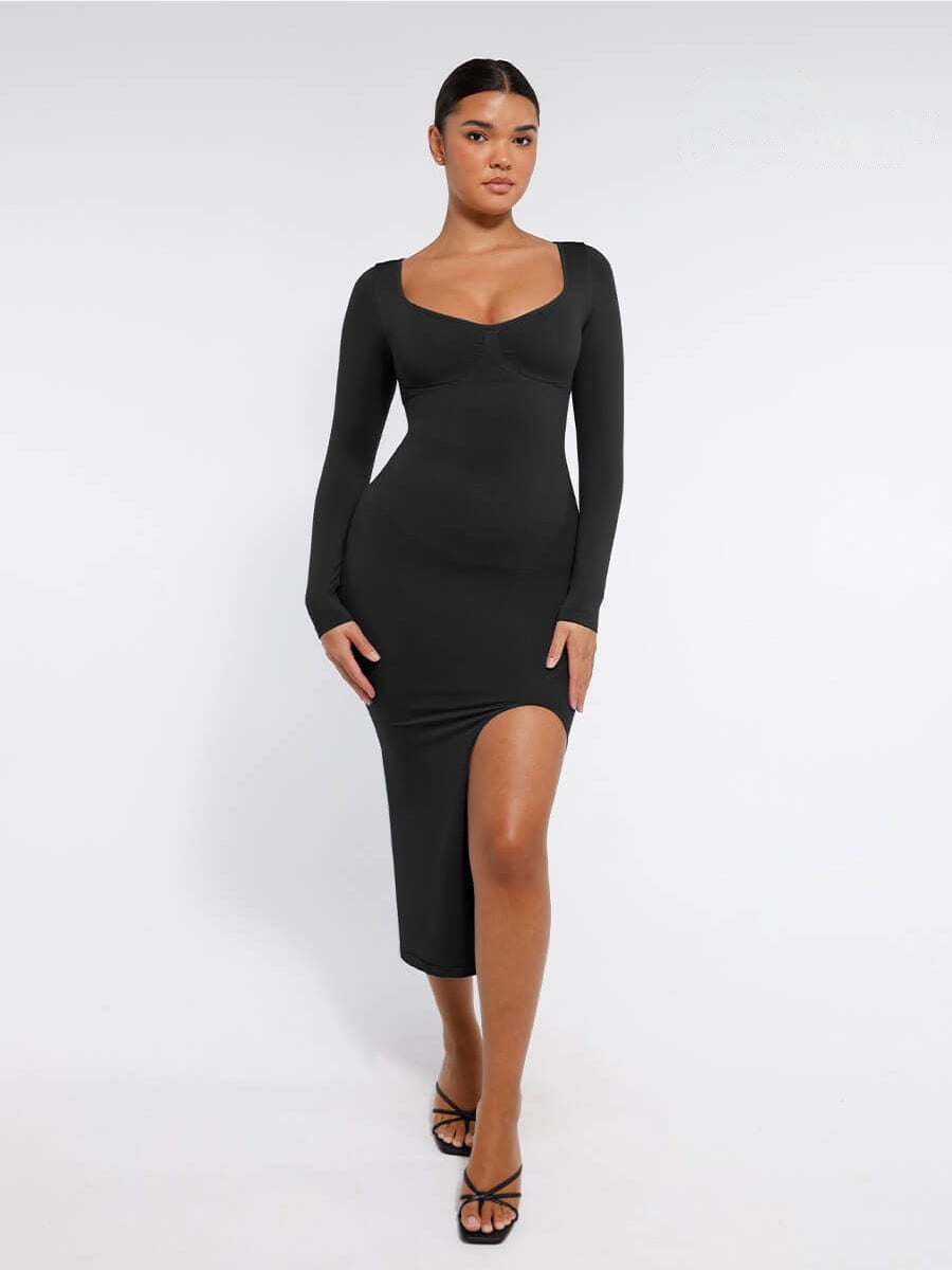 High Side Slit Bust & Tummy Shaping Dress - Auxieswear