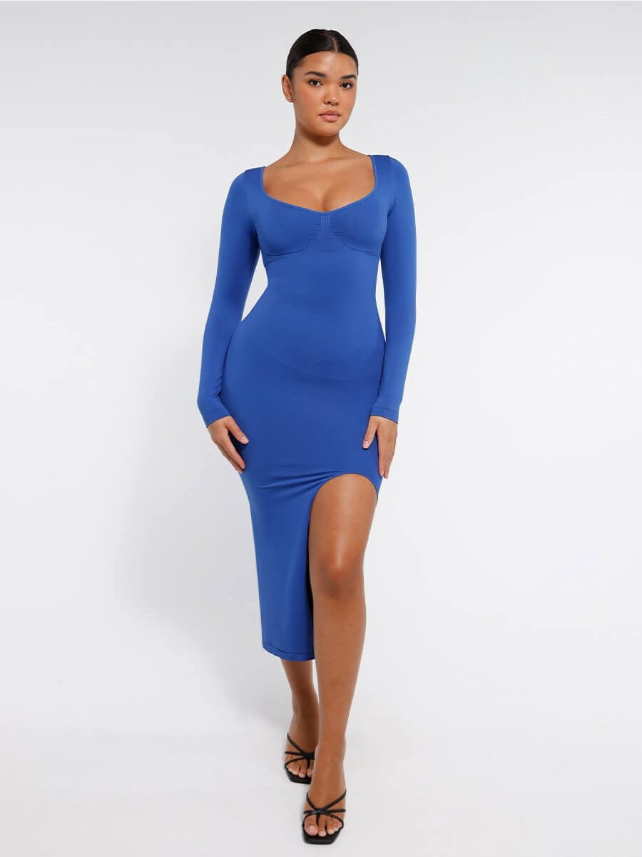 High Side Slit Bust & Tummy Shaping Dress - Auxieswear