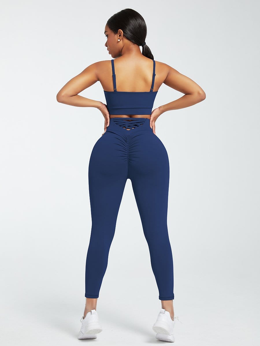 Crisscross Straps Tops & High Waist Leggings - Auxieswear