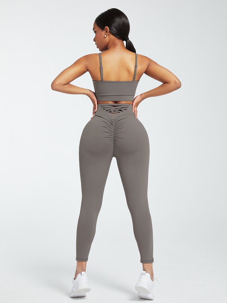 Crisscross Straps Tops & High Waist Leggings - Auxieswear