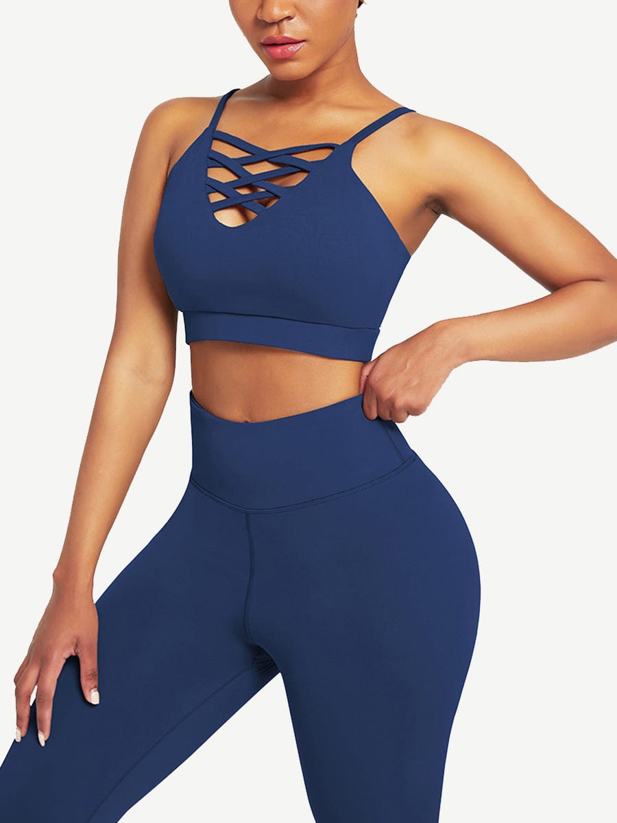 Crisscross Straps Tops & High Waist Leggings - Auxieswear