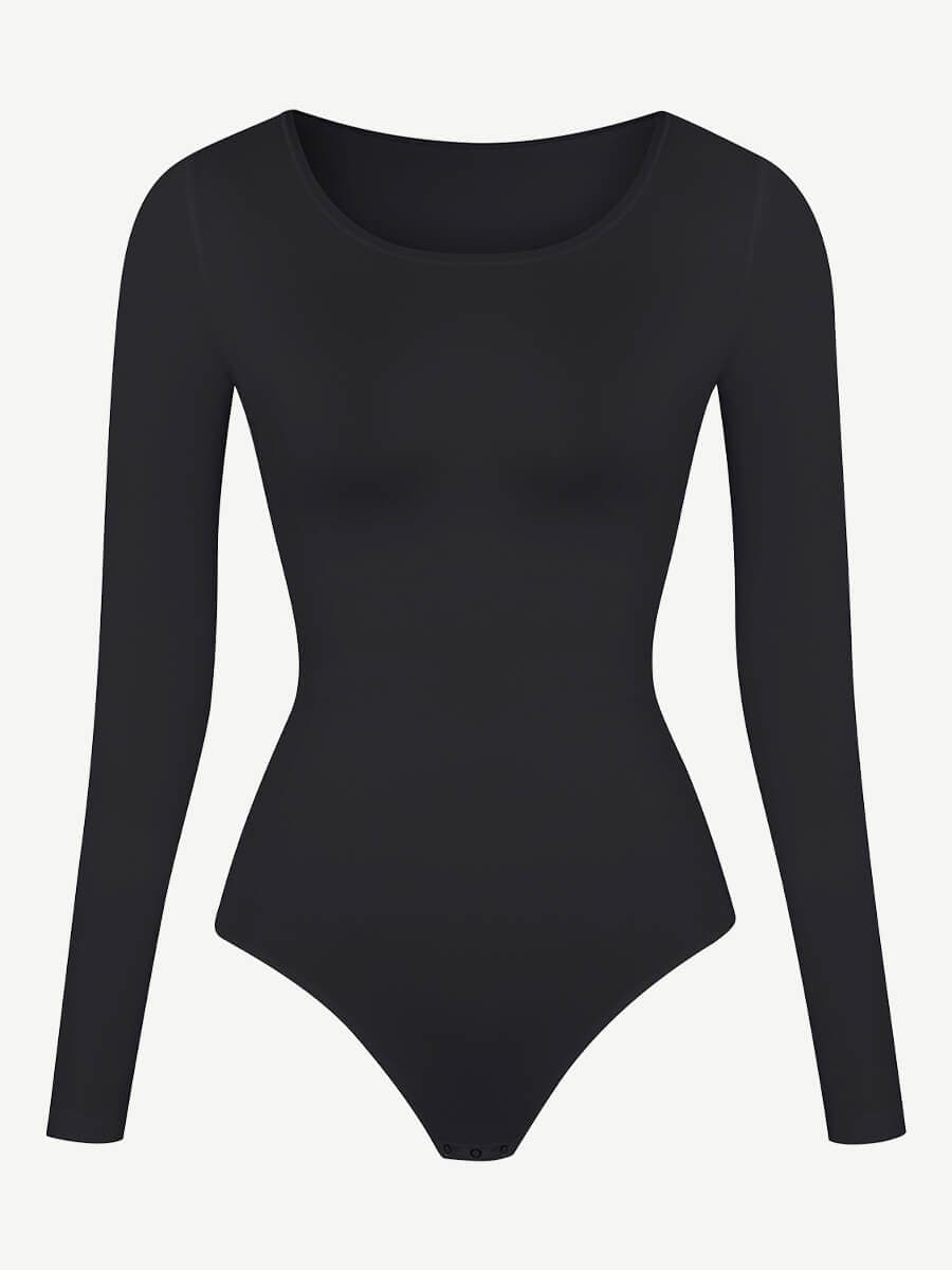 Long Sleeve Slim Corset Bodysuit - Auxieswear
