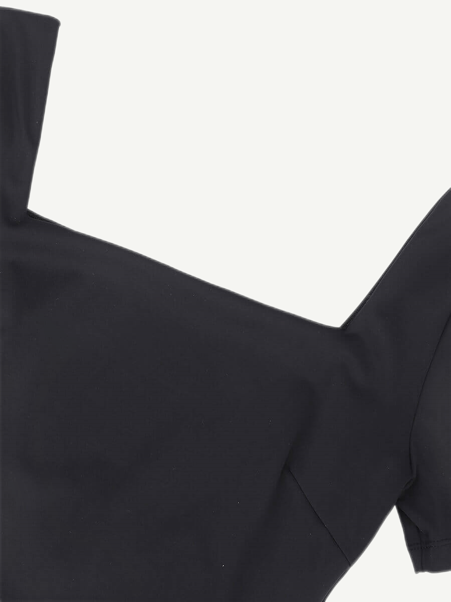 Square-Neck Short-Sleeve Tummy Control Body Shaper