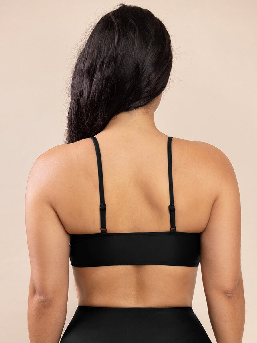 Cross Front One Piece Swimsuit Top with Adjustable Straps - Auxieswear