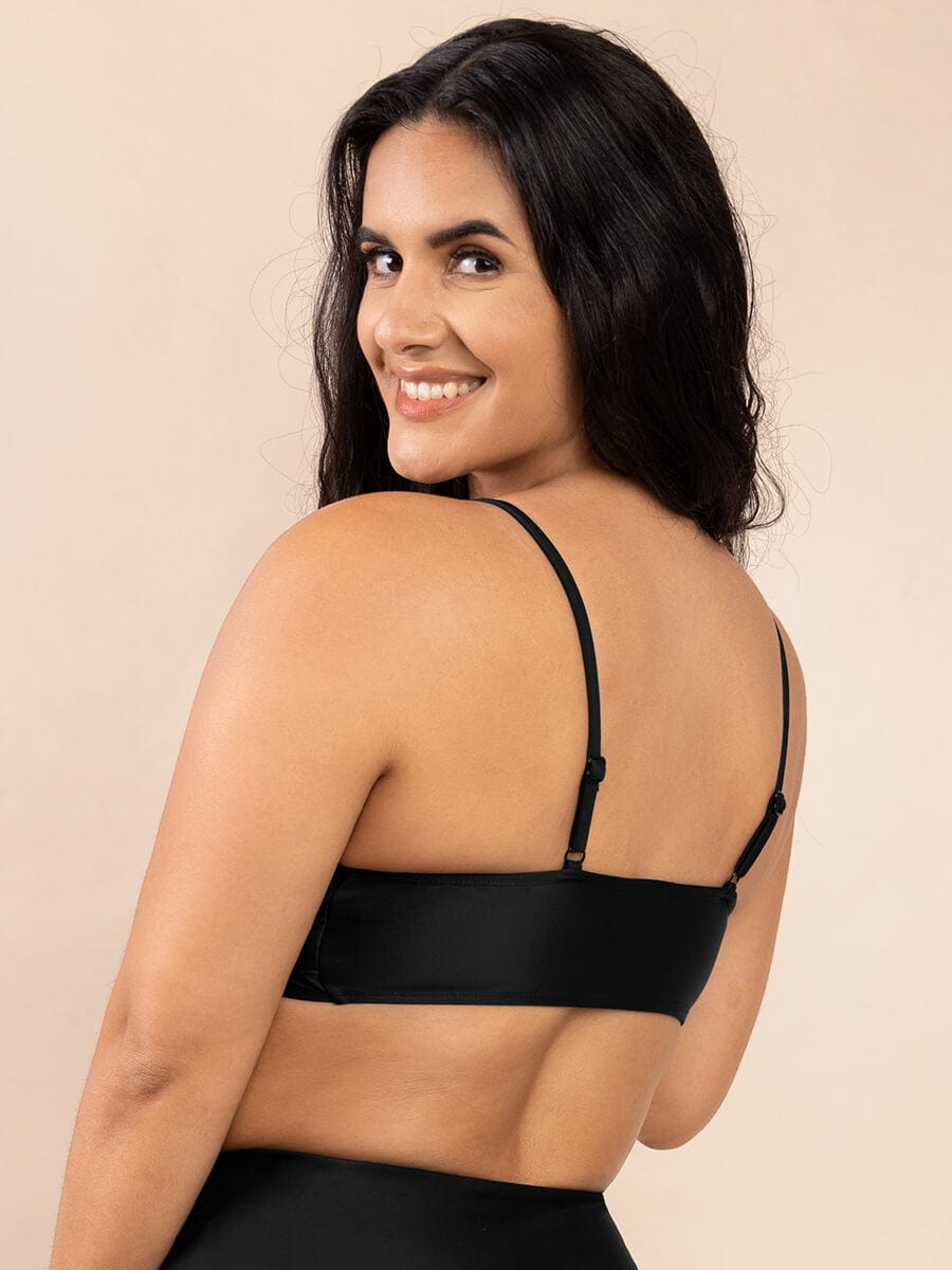 Cross Front One Piece Swimsuit Top with Adjustable Straps - Auxieswear