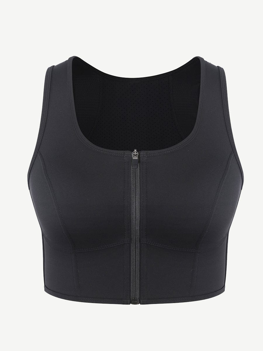 Front Zipper High Support Sports Top Bra - Auxieswear