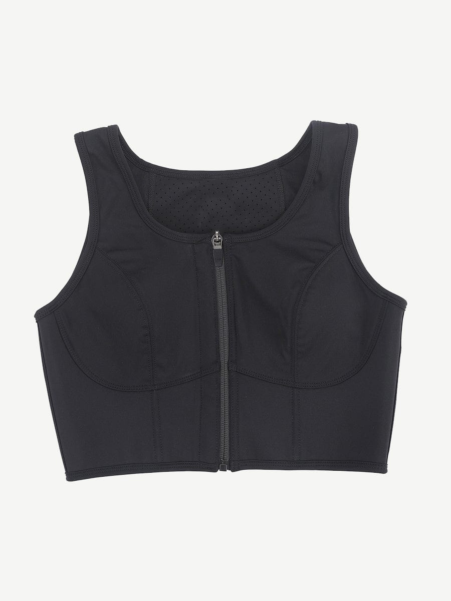 Front Zipper High Support Sports Top Bra - Auxieswear
