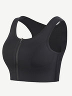Front Zipper High Support Sports Top Bra