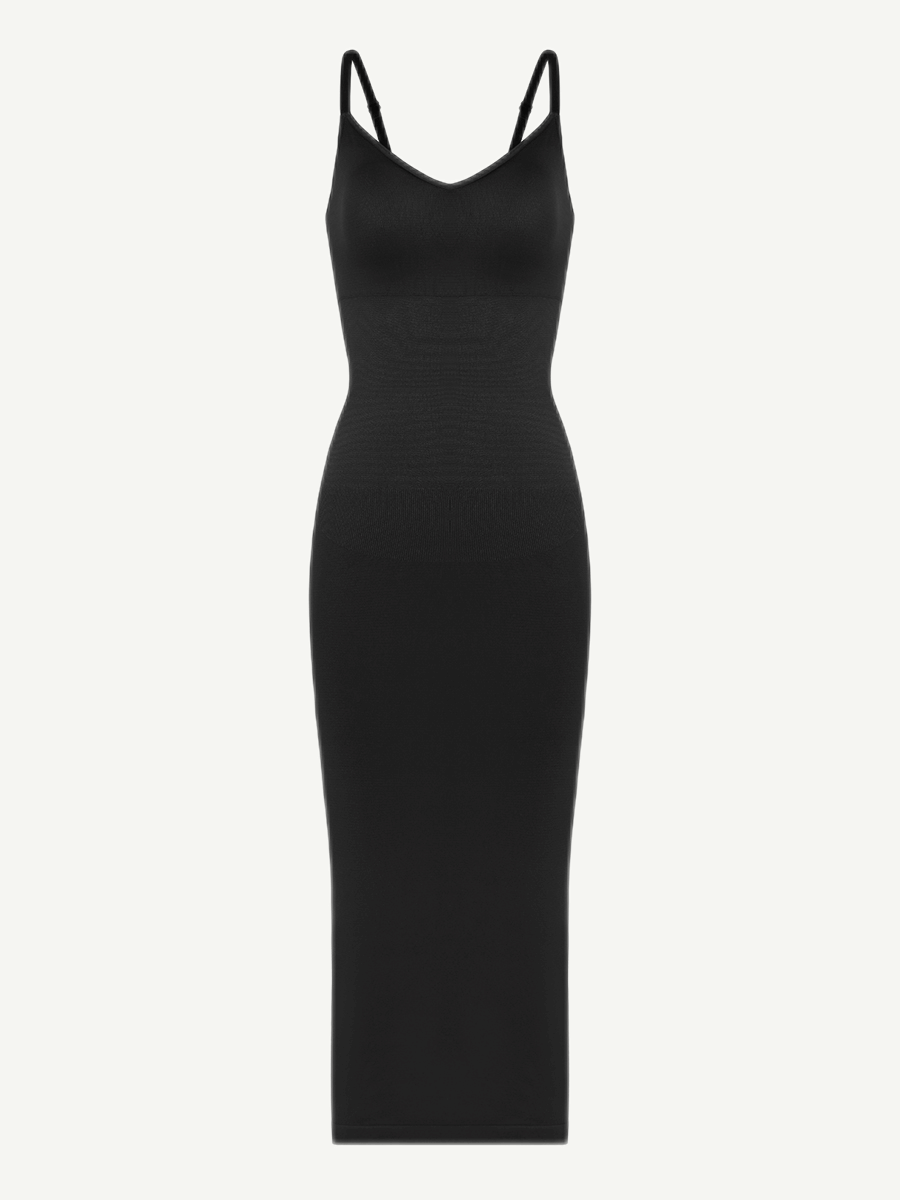 V-Neck Body Shaping Midi Dress