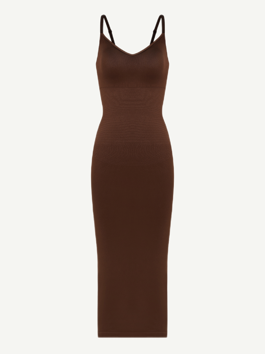 V-Neck Body Shaping Midi Dress