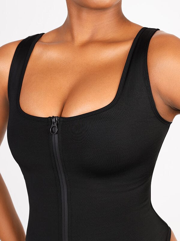 Tummy Control One-Piece Swimsuit with Waterproof Zip Line
