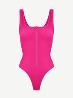 Tummy Control One-Piece Swimsuit with Waterproof Zip Line