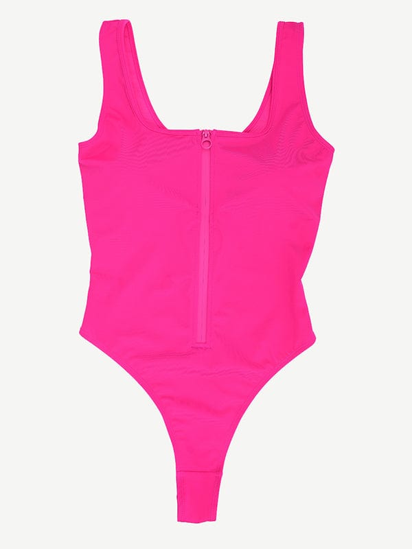 Tummy Control One-Piece Swimsuit with Waterproof Zip Line - Auxieswear