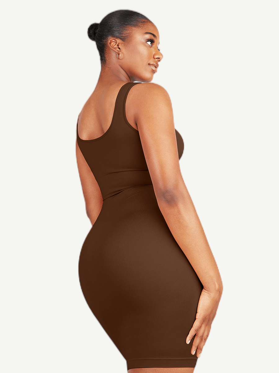 Square Neck Snatched Body Shaping Dress