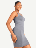 Square Neck Snatched Body Shaping Dress