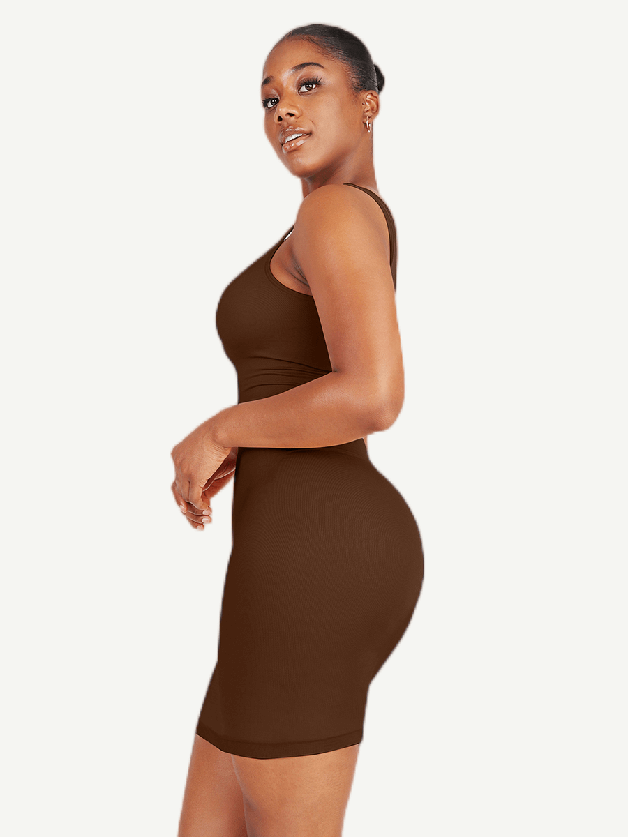 Square Neck Snatched Body Shaping Dress - Auxieswear