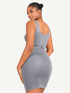 Square Neck Snatched Body Shaping Dress