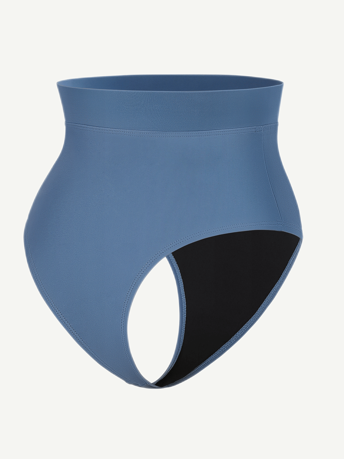 High-Waist Slimming Bikini Bottom with Waterproof Zip Line